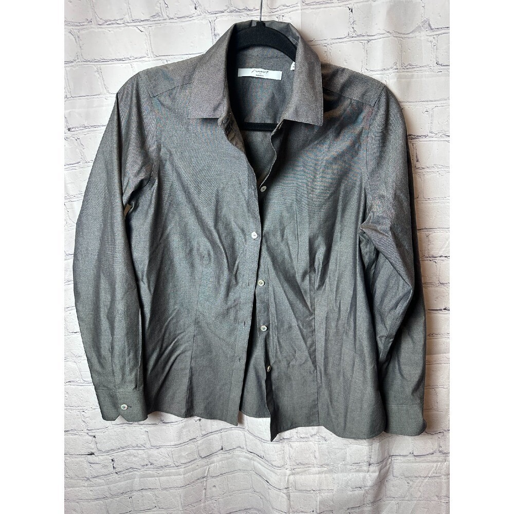 Foxcroft NYC Non-Iron Gray Dress Shirt Office Career Button Up Mens 16